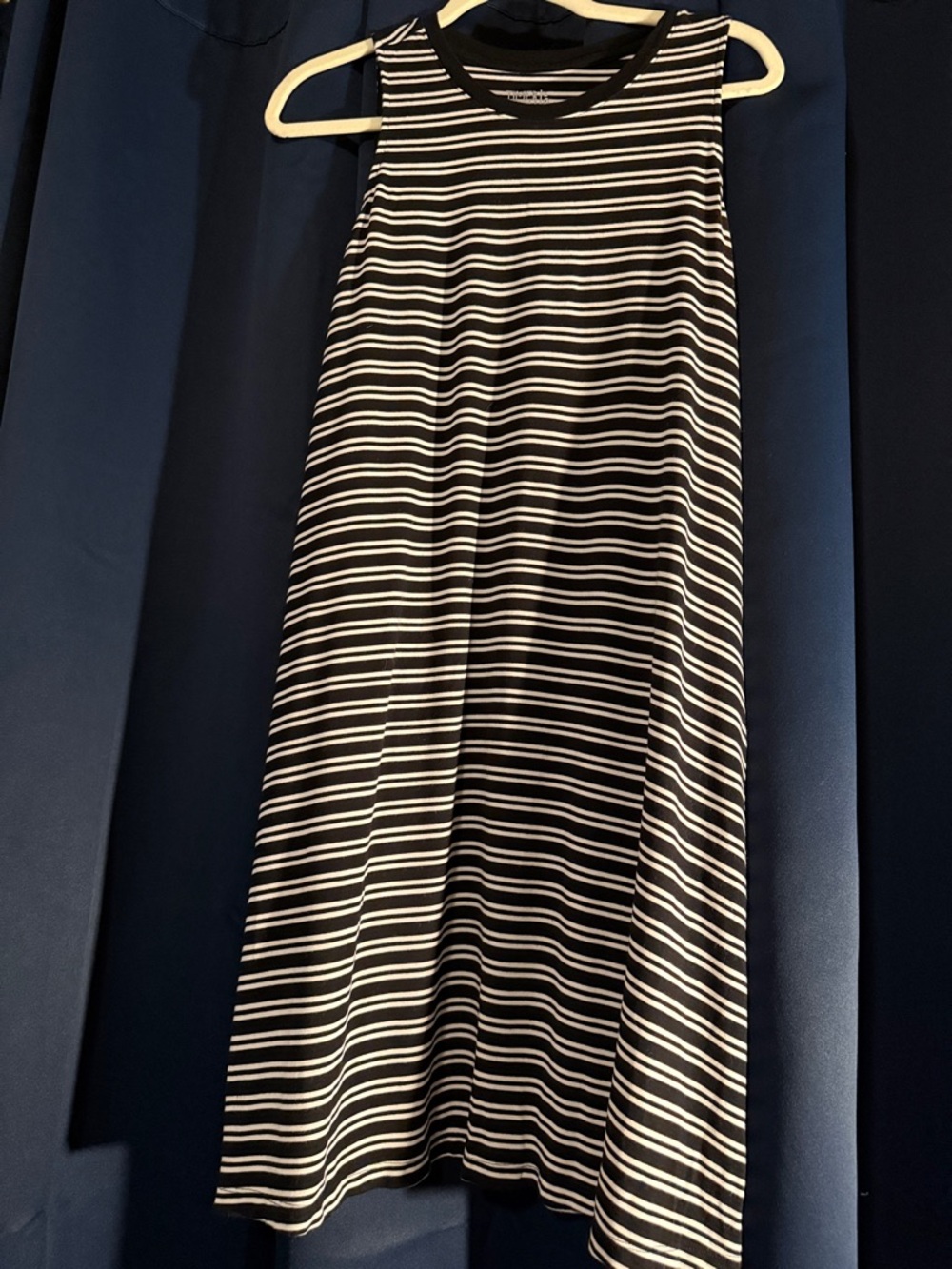 Black Swing Tank Dress with Black & White Striped Skirt